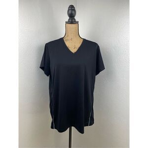 Ideology Plus Size Active Wear Black Reflective V-Neck T-Shirt Size 1X